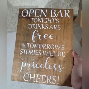 Wedding Open Bar Wooden Sign